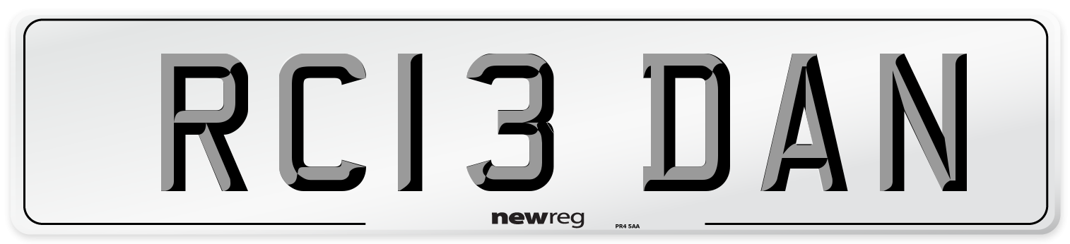 RC13 DAN Number Plate from New Reg